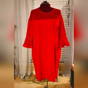 Lane Bryant Red Bell Sleeve Sheath Dress 22W